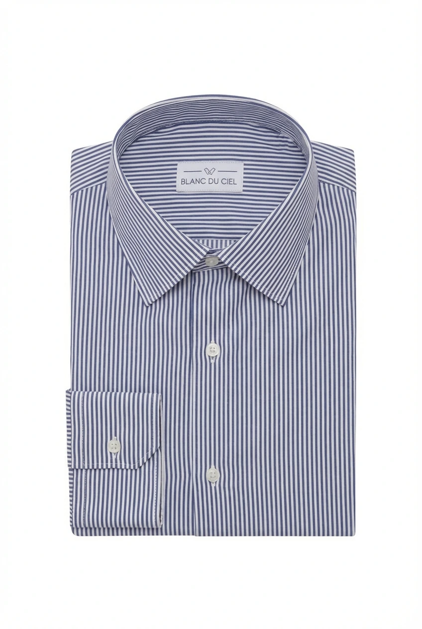 CHEMISE HOMME L’ÉCHAPPÉE RAYÉE BLEUE NUIT