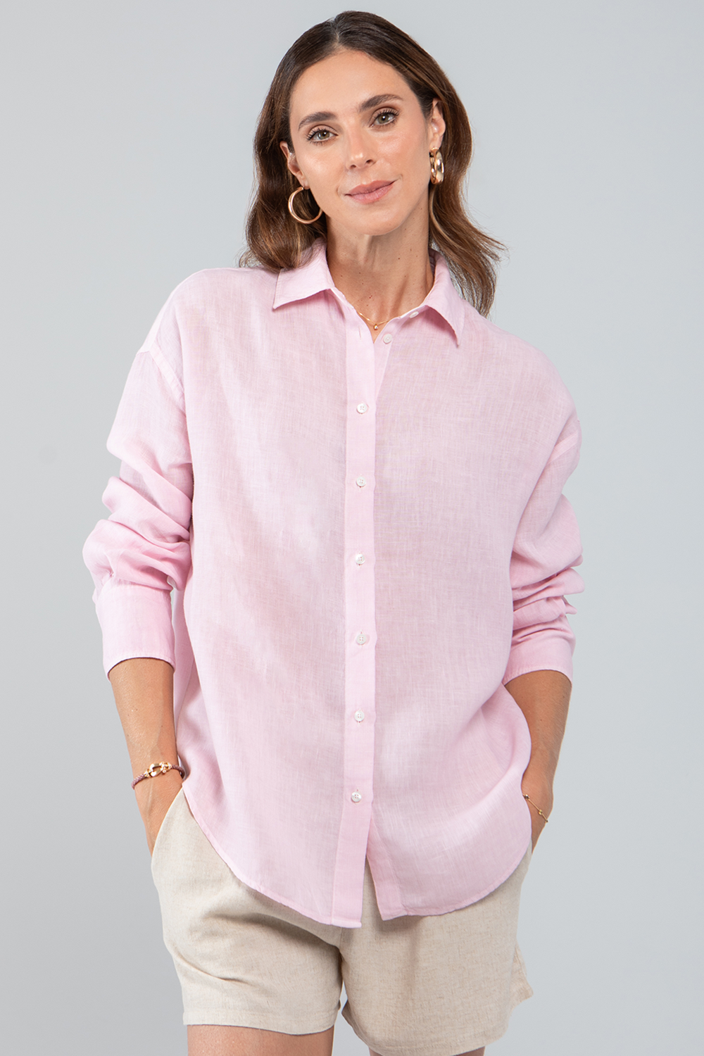 CHEMISE FEMME LA BOHÈME LIN ROSE